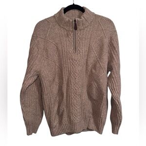 Jos A Bank Cable Knit Wool Quarter Zip Sweater XXL